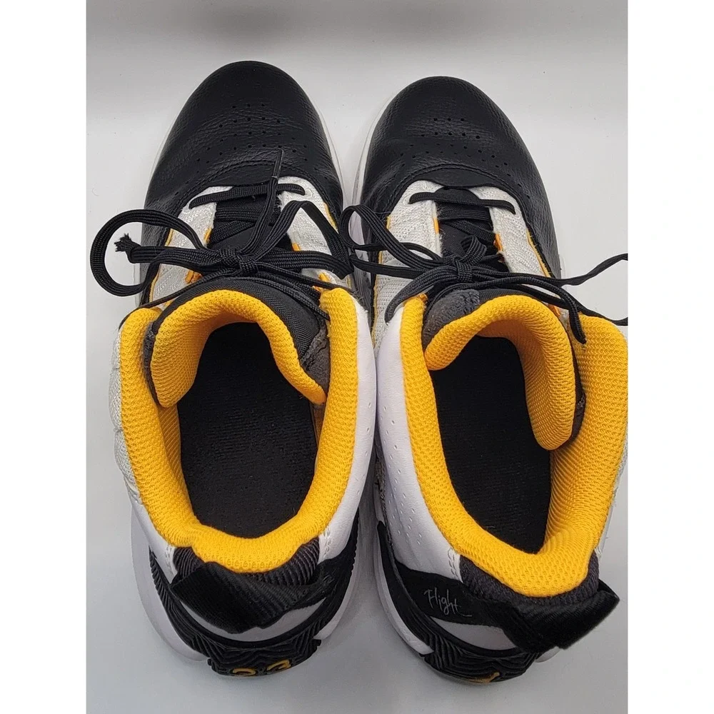 Jordan Mid Top Colorblock Lace Up Leather Sneakers Black White Yellow DC7230